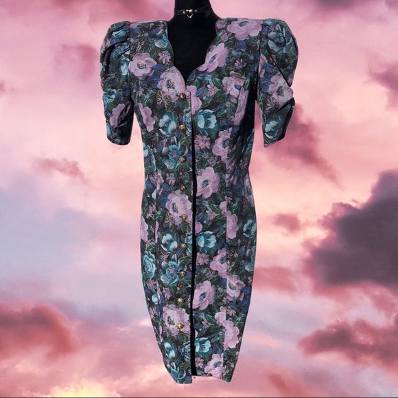 90s floral button up dress - Picture 1 of 4